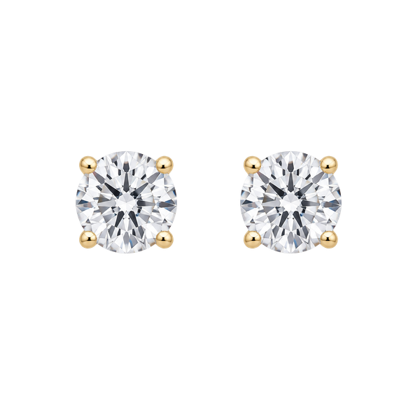 10K Yellow Gold Stud Earrings 4mm Round