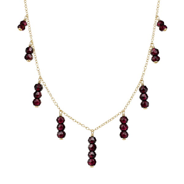 10K Yellow Gold Faceted Garnet Festoon Necklace