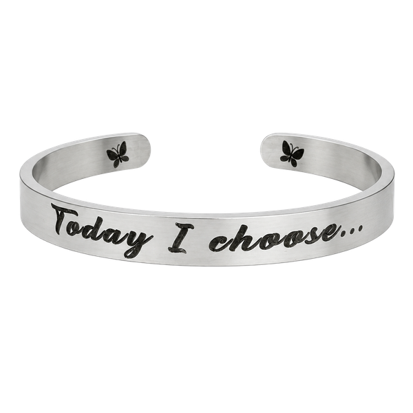 JOYCUFF "Choose Joy" Silver Cuff Bangle Bracelet Inspirational Motivational >NEW