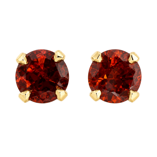 Garnet Stud Earrings 14k Yellow Gold Red Gemstone