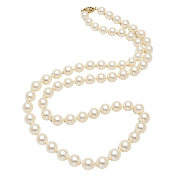 14K Yellow Gold Clasp 18” Lustrous Cultured Pearl Strand Necklace!