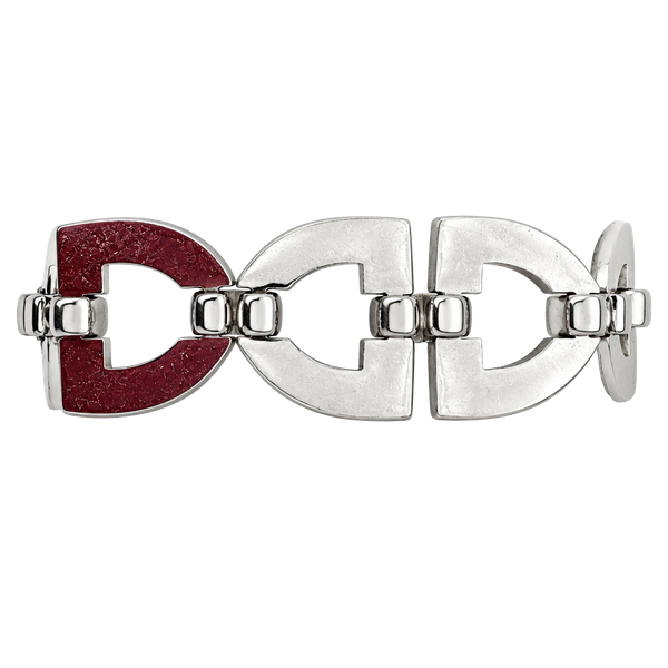Monet Vintage Silver Tone Geometric Link Statement Bracelet
