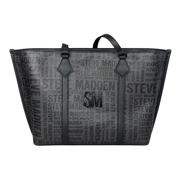 Steve Madden Monogram Tote Bag Black
