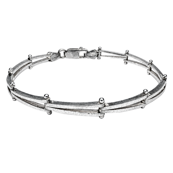 Vintage Italian Sterling Silver 925 Bar Panel Link Bracelet