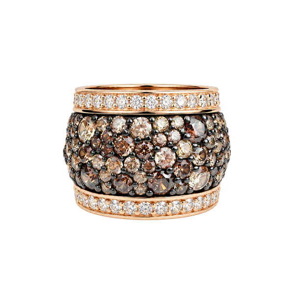 Le Vian Inspired Multi-Stone Pave Wide Band Ring 925 Rose Gold Tone