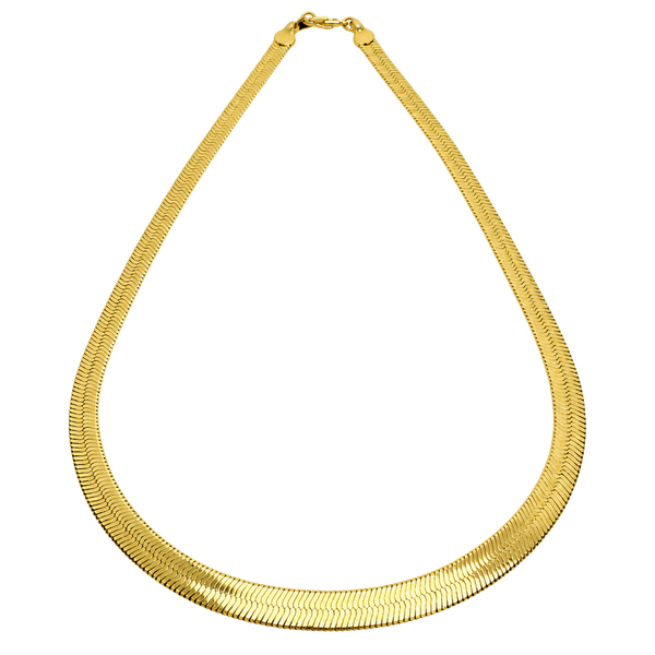 Gold Tone Herringbone Chain Necklace 18 Inches