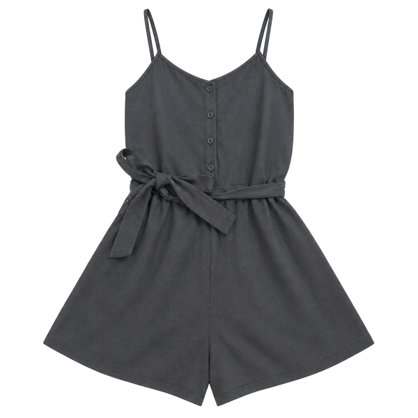 Capella Button Down Tie Romper Size M Black