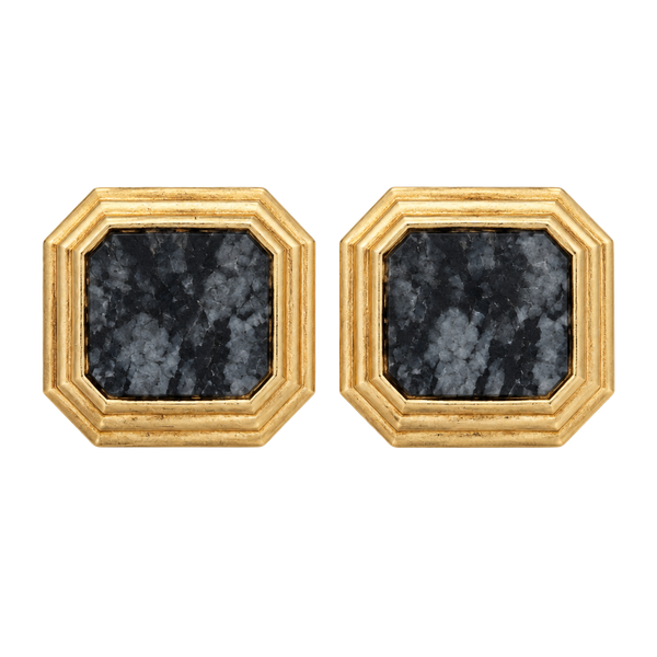 Vintage Art Deco Style Gold Tone Rectangle Stud Earrings