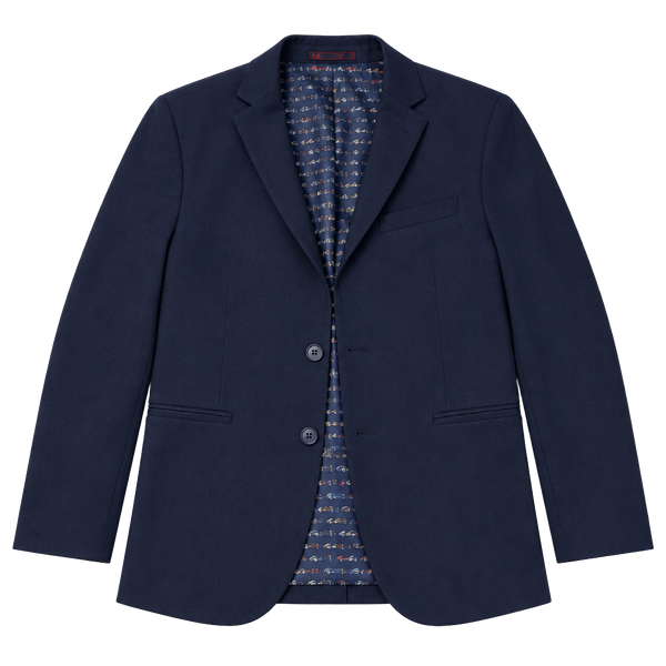 Johnston & Murphy Kids Blazer Size 12-14L Navy Car Print Lining Suit Jacket
