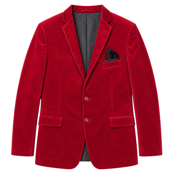 Linea Uomo Men's Red Velvet Two-Button Blazer Jacket Size 54 Regular