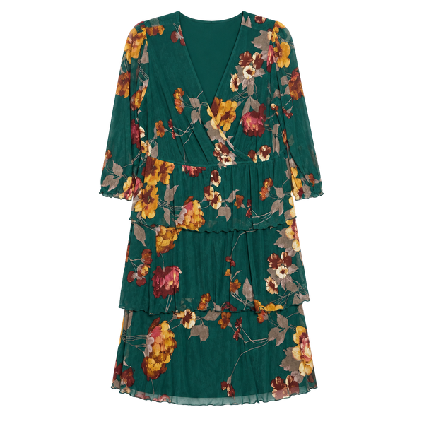 Kate And Lily Floral Tiered Dress Size 2X Green Surplice
