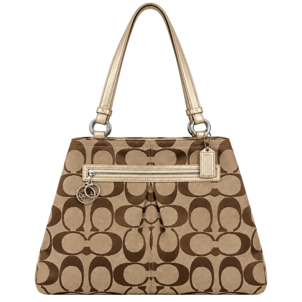 Y2K Coach Gabby Signature C Tote F14863 | Brown Tan Jacquard | Gold Trim | Pink Lining