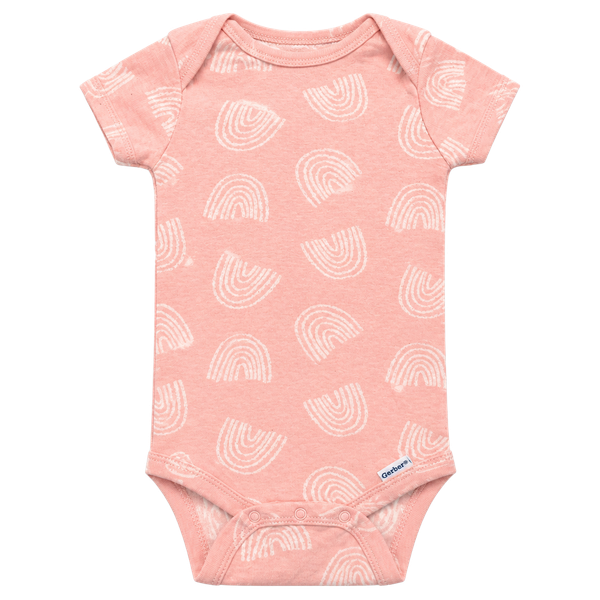 Gerber Baby Bodysuit Size 12 Months Pink Rainbows