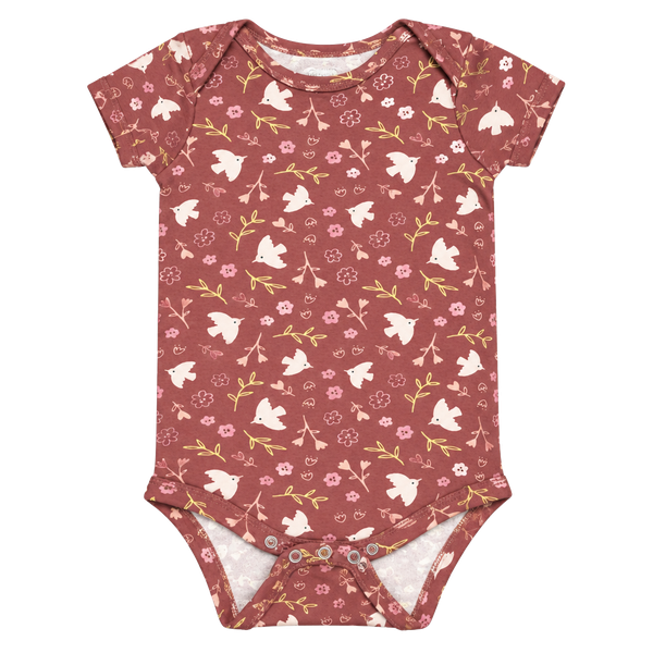Gerber Short Sleeve Bodysuit Size 12 Months Mauve Floral Bird