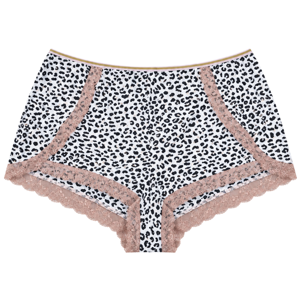 Victoria's Secret Leopard Print Pajama Sleep Shorts Size L White Lace Trim