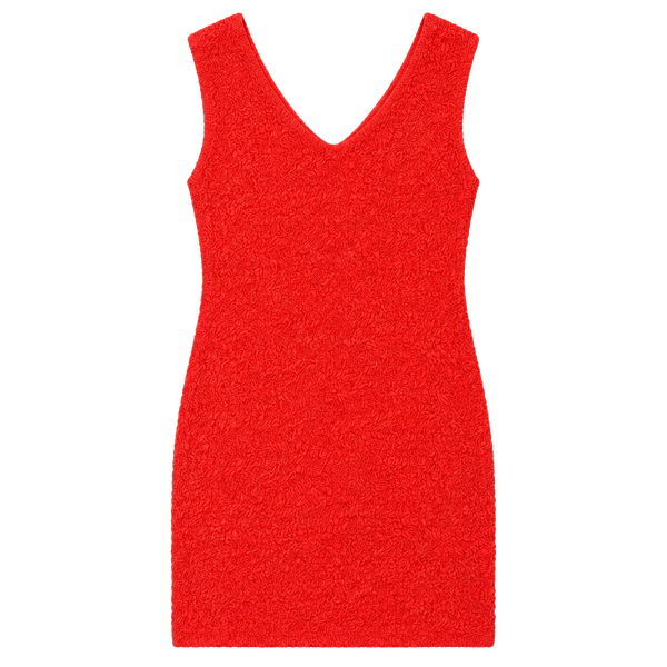 ASTR the Label Odelle Minidress Size L Red Textured Boucle V-Neck