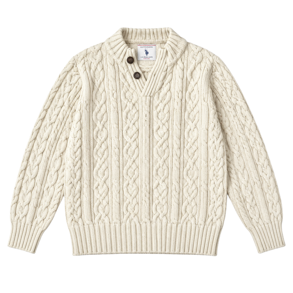 Gymboree Cable Knit Sweater 18-24 Mos. Cream Cotton Button Collar