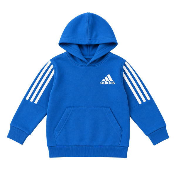 Adidas Toddler Hoodie 2T Blue White Stripes Fleece Pullover Kids Boys Girls
