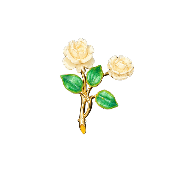Joan Rivers Roses enamel gold tone pin brooch