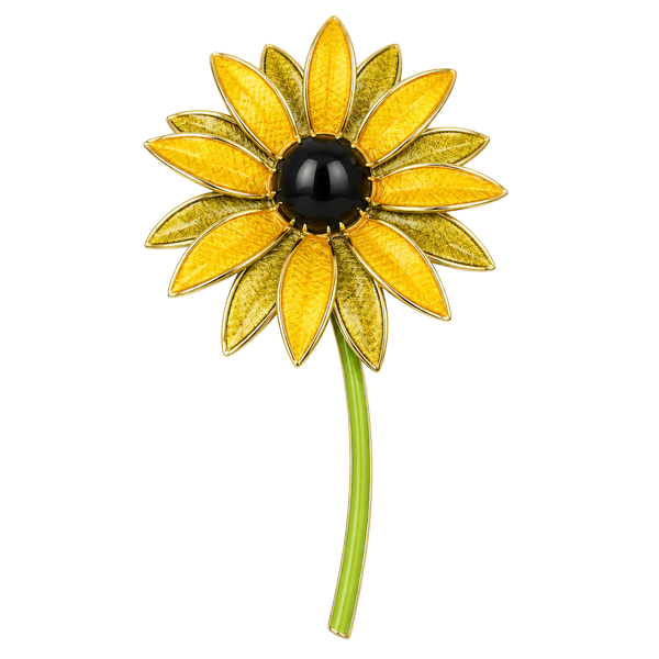 Vintage Enamel Flower Pin or Brooch, Sunflower, Brown Eyed Susan Made in Germany