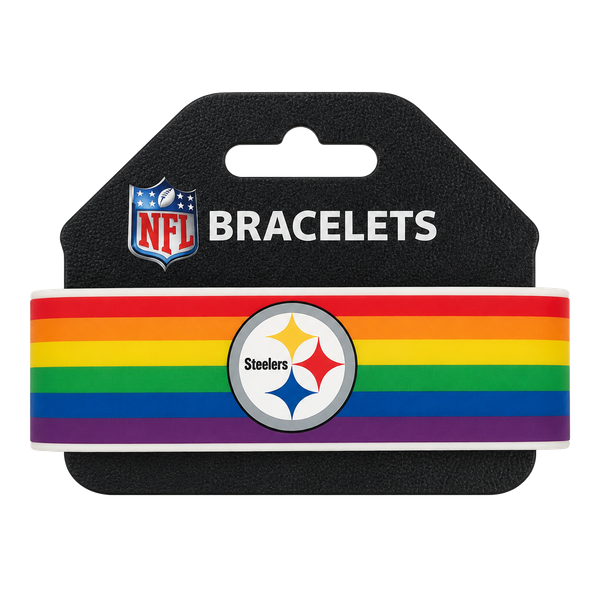 Aminco NFL Pittsburgh Steelers Pride Rainbow Silicone Rubber Bracelet New
