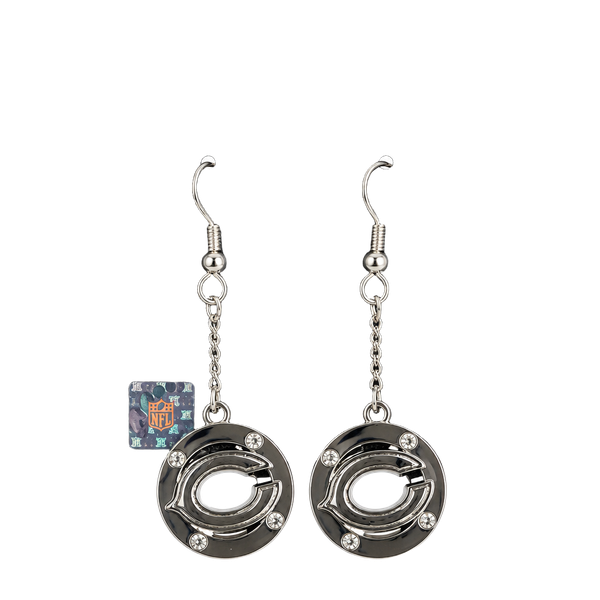 NFL Chicago Bears Dangle Earrings Silver Crystal Logo New