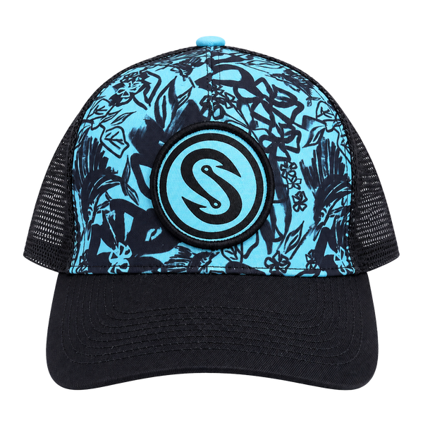 Scales Hook Stitch Trucker Hat Snapback Blue Black