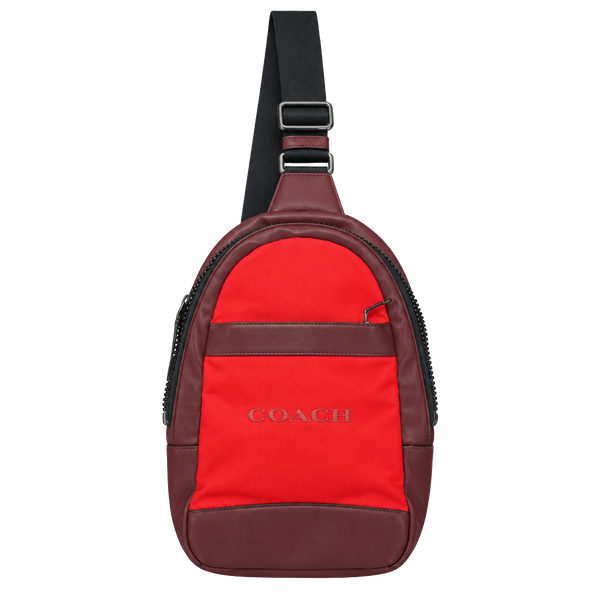 Coach Charles Leather Nylon Sling Bag Red F59320