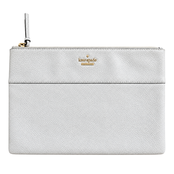 Kate Spade New York Leather Clutch Light Gray Pebbled