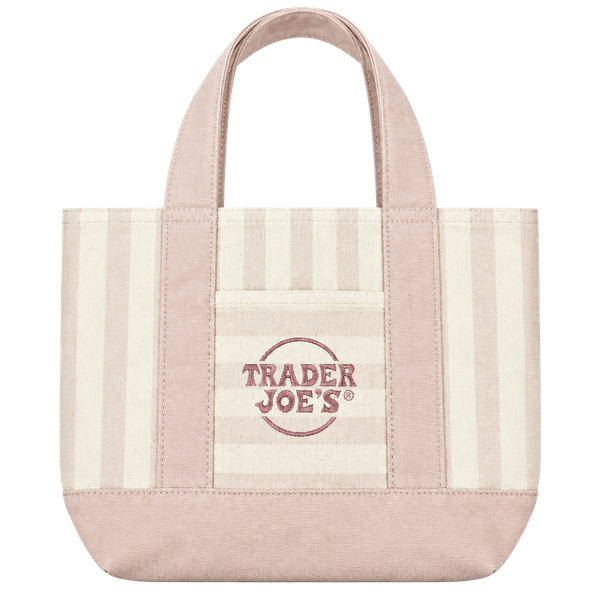 Trader Joe's Pink Striped Mini Canvas Tote Bag