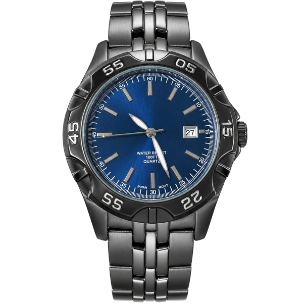 Puritan Quartz Watch PUR60552W Gunmetal Blue Dial Date