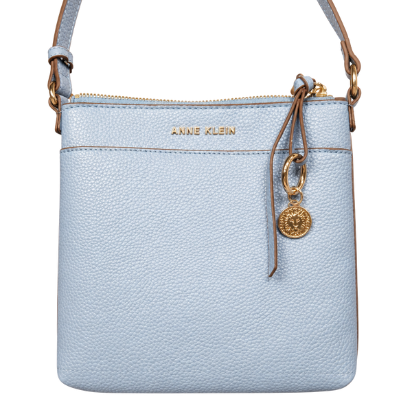 Anne Klein Light Blue Faux Leather Crossbody Shoulder Bag Purse