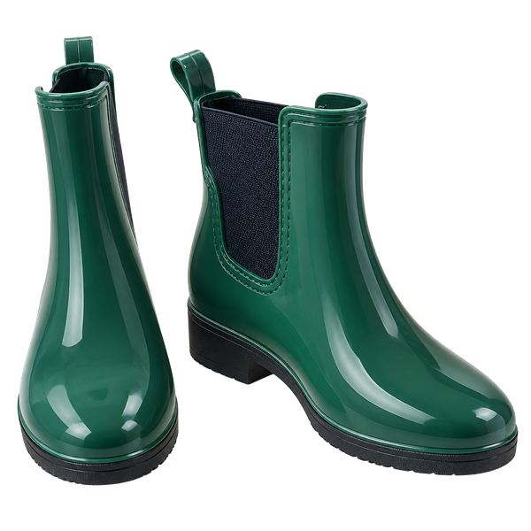 Seven 7 Rain Boots Size 8 Green Chelsea Ankle Rubber
