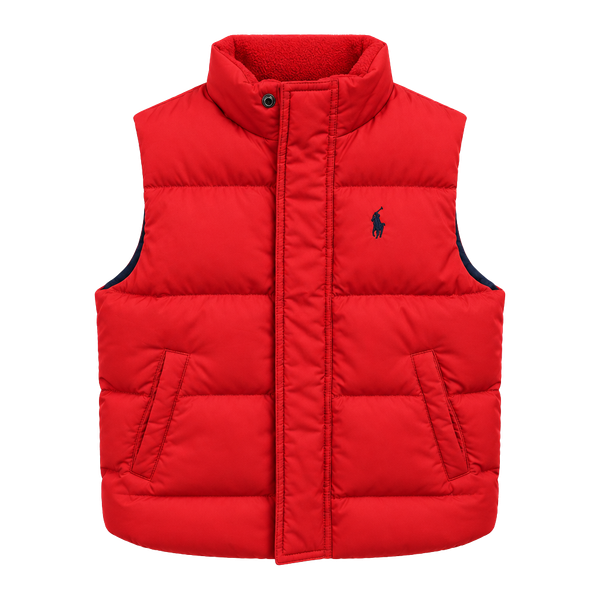 Polo Ralph Lauren Puffer Vest Boys Toddler 4 Red Quilted Down Zip Logo Winter