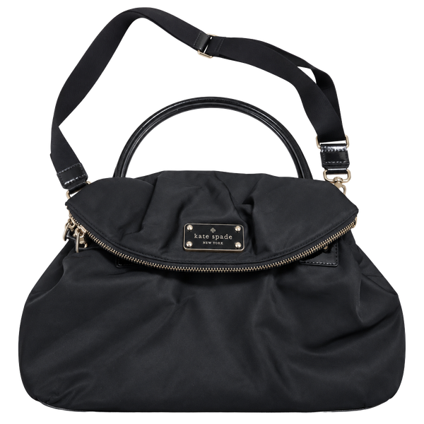 Kate Spade Cobble Hill Leslie Foldover Black Nylon Satchel Crossbody Bag
