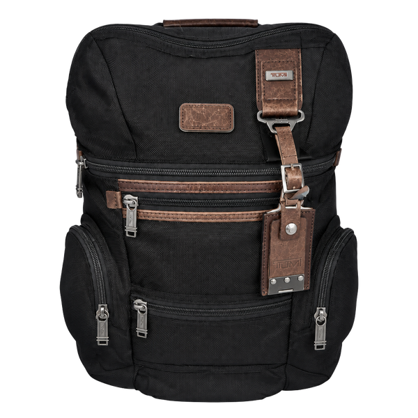 Tumi Alpha Bravo Knox Black Nylon Brown Leather Trim Backpack
