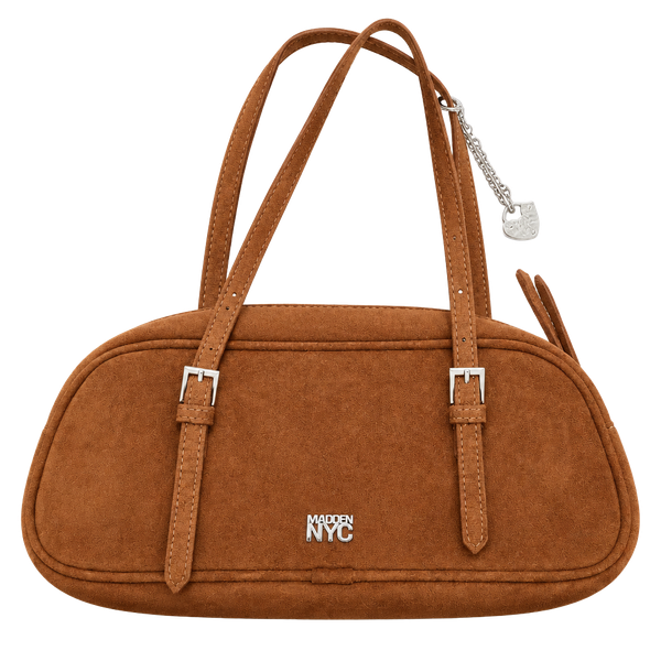 Madden NYC Brown Faux Suede Buckle Shoulder Bag Purse