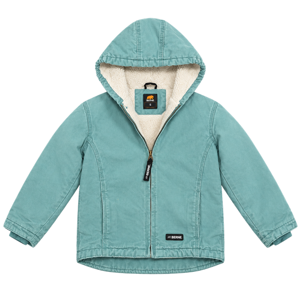 Berne Youth Sherpa Lined Duck Hooded Jacket Size S Blue