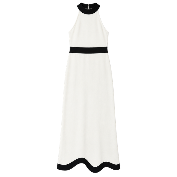alice + olivia Cataline High Neck Wide Leg Jumpsuit Off White Black size 6