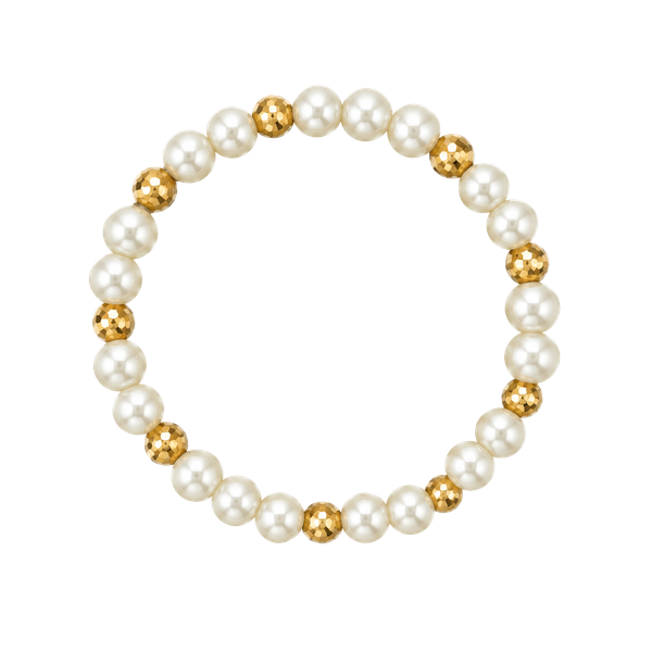 Unbranded Pearl Stretch Bracelet with Gold-Tone Bead Accents