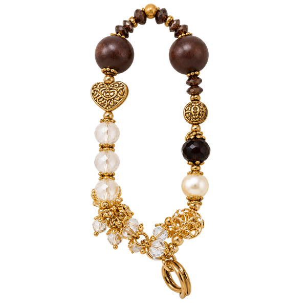 Goldtone Beaded Charm Bracelet Multi-Charm Faith Religious Jewelry