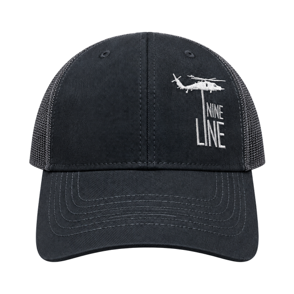 Port Authority Youth Black Dropline Snapback Hat with Helicopter Logo