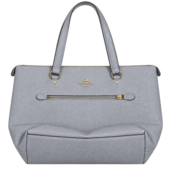 Coach F79608 Gallery Tote Bag Blue Crossgrain Leather Silver Hardware
