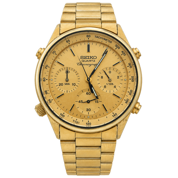 Seiko 7A28-7029 Chronograph Watch Gold Tone Stainless Steel