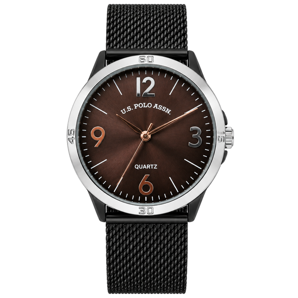 U.S. Polo Assn. Quartz Analog Watch USC80785BU Black Mesh Strap
