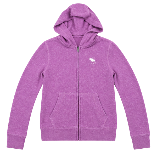 Abercrombie Kids Zip-Up Hoodie Size 9/10 Purple Towel Terry Logo Back