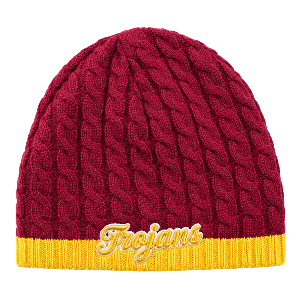 Captivating Headgear USC Trojans Beanie Hat Cable Knit Garnet Gold