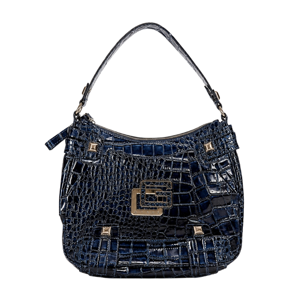 Guess Blue Croc Embossed Shoulder Bag Handbag
