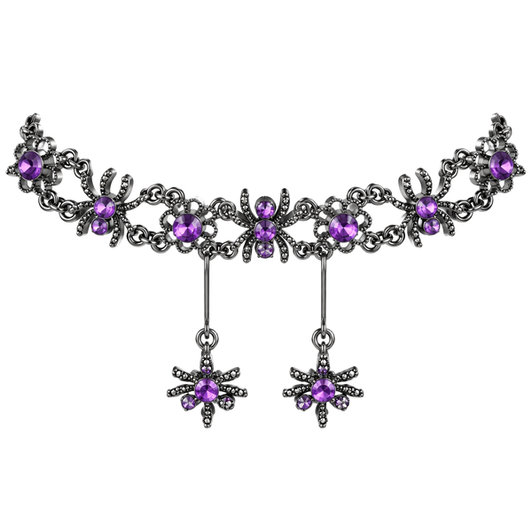 Spirit Halloween Spider Dangle Choker Necklace Purple