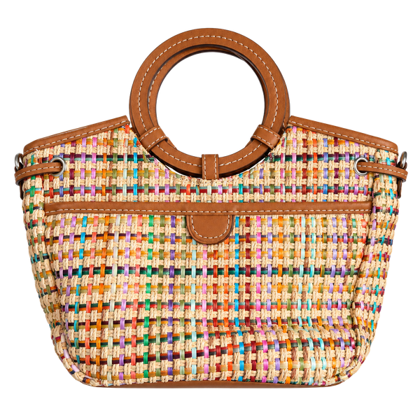 Fossil Woven Straw Multicolor Satchel Handbag